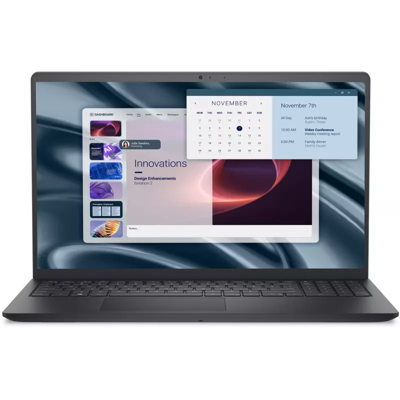 Klēpjdators Dell PV15255 — 15,6 collu Full HD, AMD Ryzen 3 7320U 2,4 GHz, 8 GB LPDDR5, 512 GB SSD, Windows 11 Pro, melns