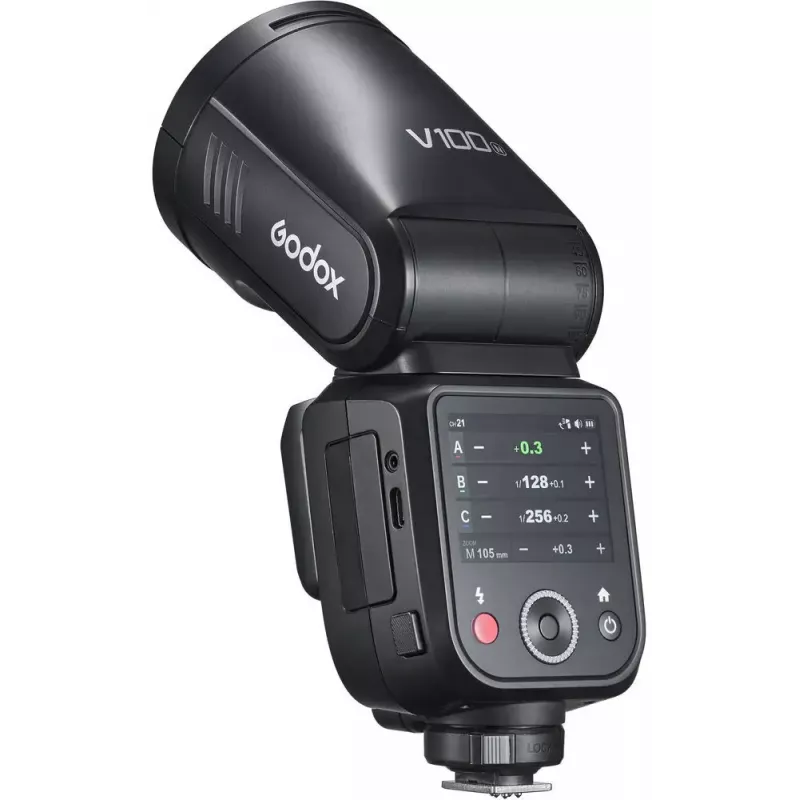 Flash Godox V100‑N Nikon — pārnēsājama TTL Li‑ion uzmavas zibspuldze