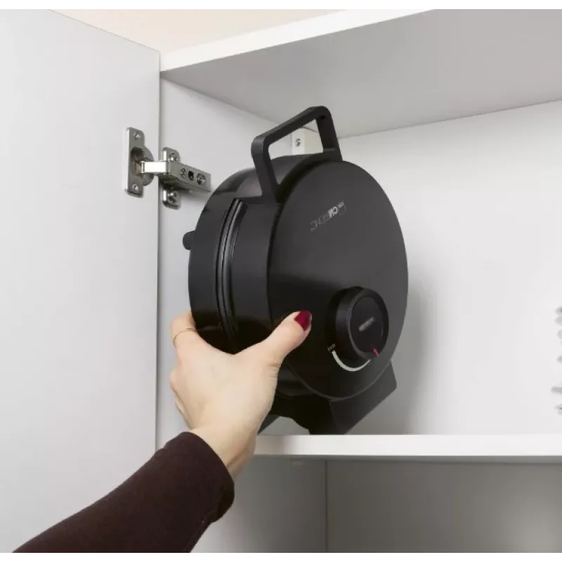 Vafeļu cepējs CLATRONIC WA 3832 — 1 apaļa vafele, 1200 W, 20 cm plāksnes, melns