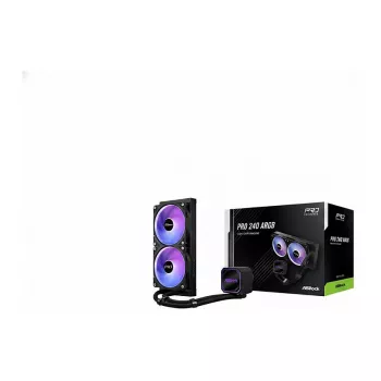 CPU dzesētājs ASROCK Pro 240 ARGB Melns — 240 mm šķidruma AIO, ARGB apgaismojums, melna apdare