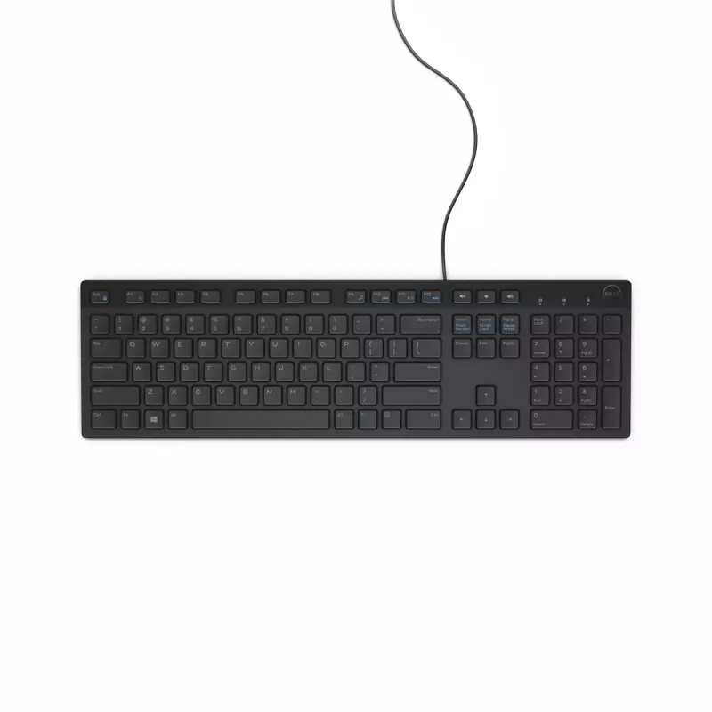 DELL KB216 tastatūra, universāla, USB, QWERTY, UK angļu, melna, pilna izmēra, vadu