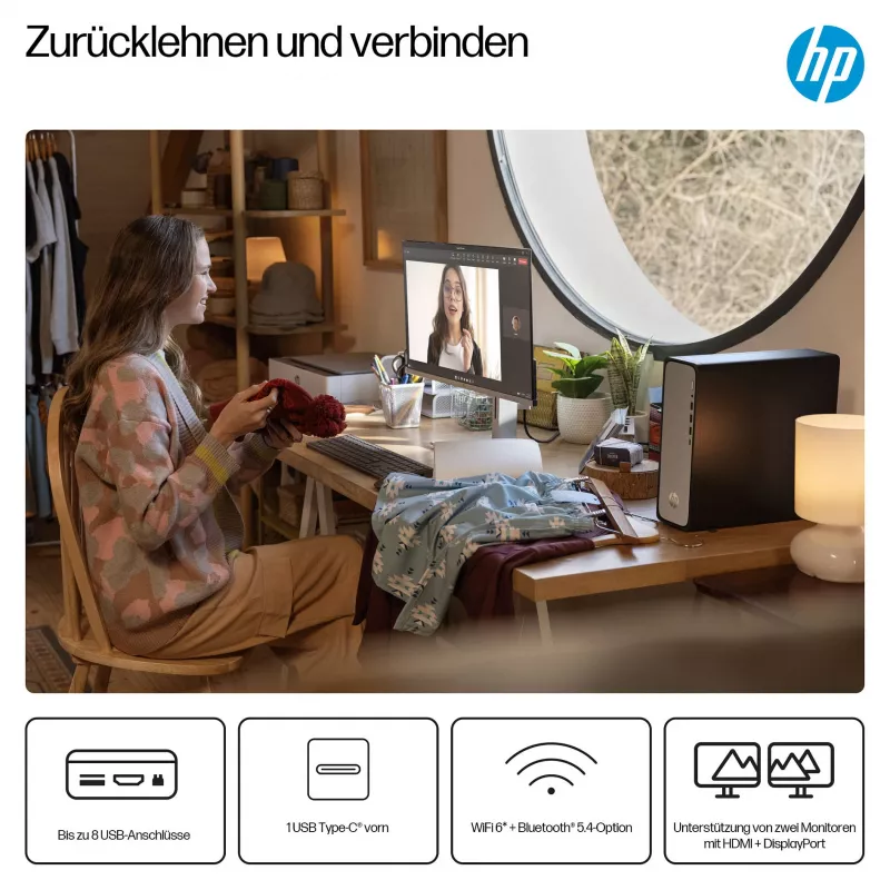 HP OmniDesk S03-0032ng - Plānais galddators - Core i3 i3-14100 - Pilna sistēma - Core i3