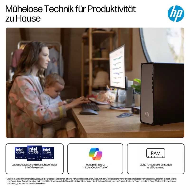 HP OmniDesk S03-0032ng - Plānais galddators - Core i3 i3-14100 - Pilna sistēma - Core i3