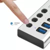 Hub USB3.2 Gen1, 4 porti, USB-A/C, ieslēgšanas/izslēgšanas slēdzis