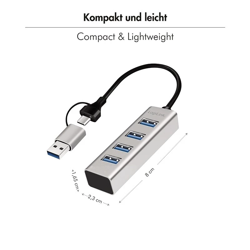 USB 3.0 centrmezgls 4 porti USB-A 5 Gbit/s
