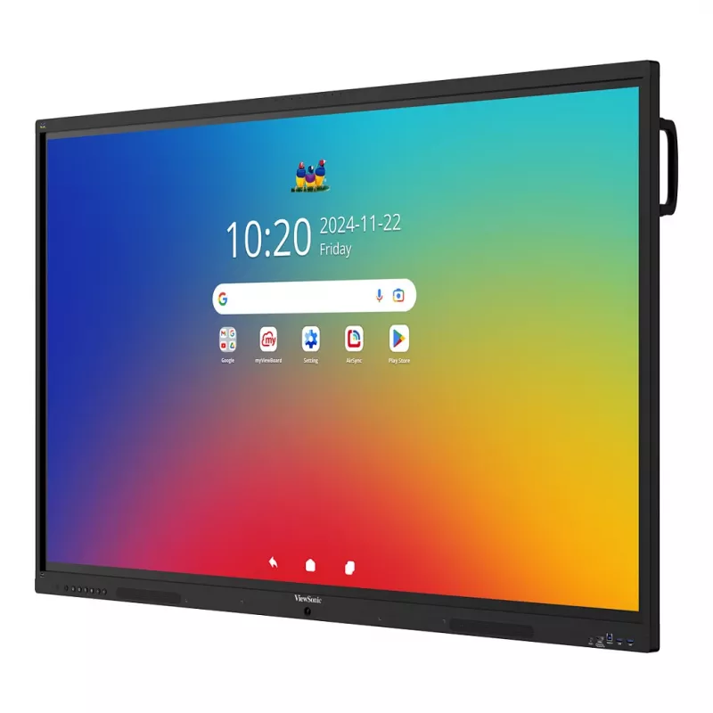 ViewBoard 41 sērijas skārienekrāns 75 collu UHD, Android 16 EDLA, IR 450 niti, 2x20 W + 15 W zemfrekvences skaļrunis + 8 masīva mikrofoni, 3 x USB-C 8/128 GB, 8 kodolu C