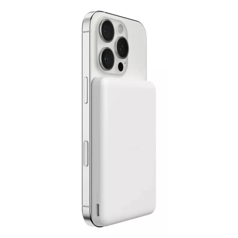 Ārējais akumulators Belkin BPD010hqWH 5000 mAh, bezvadu uzlāde 7.5 W, USB-C, balts