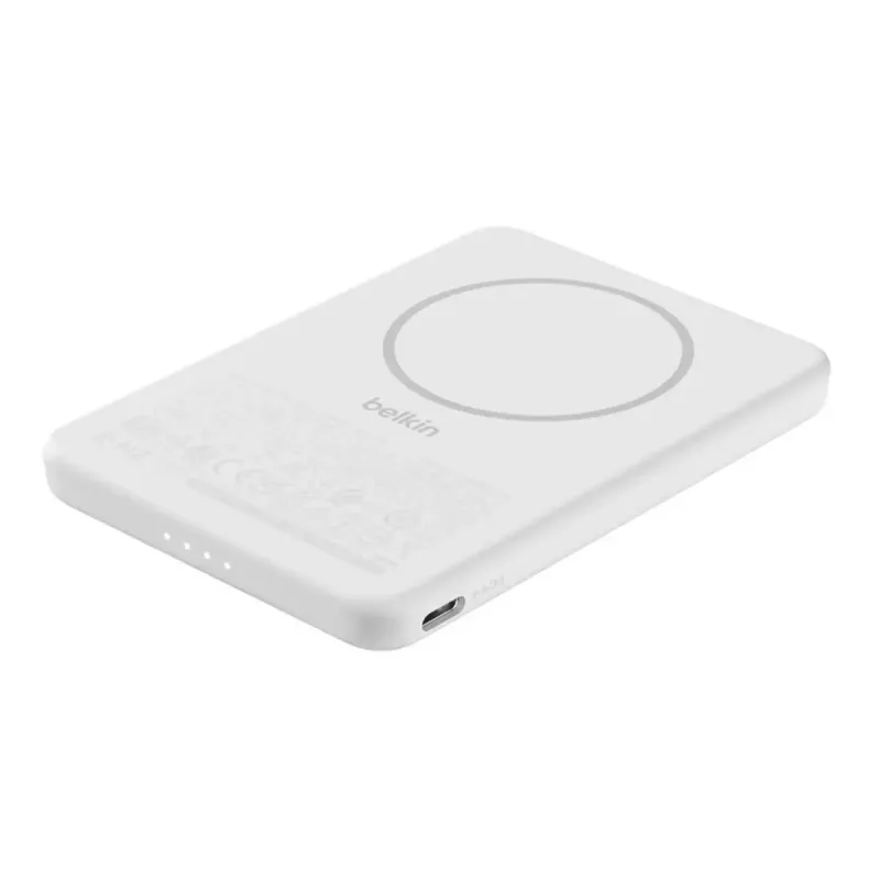 Ārējais akumulators Belkin BPD010hqWH 5000 mAh, bezvadu uzlāde 7.5 W, USB-C, balts