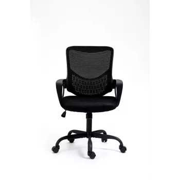 Biroja krēsls ActiveJet YK507 melns — pagriežams ergonomisks darba krēsls, audums/PU, regulējams augstums