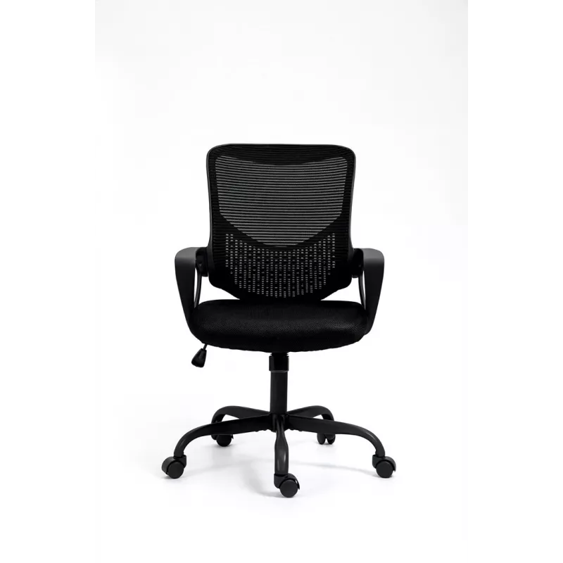 Biroja krēsls ActiveJet YK507 melns — pagriežams ergonomisks darba krēsls, audums/PU, regulējams augstums