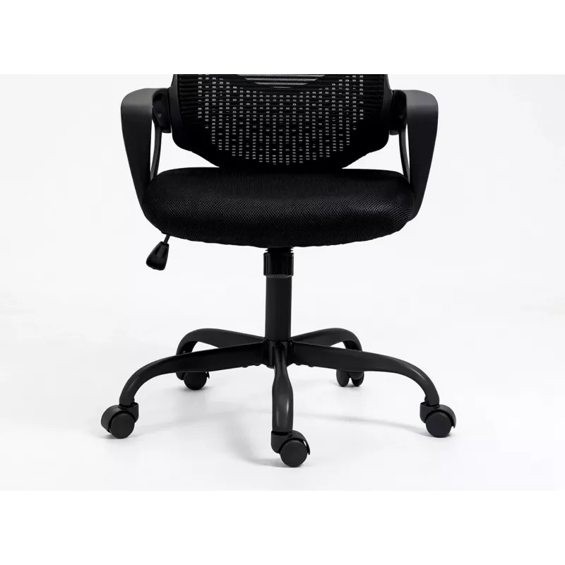 Biroja krēsls ActiveJet YK507 melns — pagriežams ergonomisks darba krēsls, audums/PU, regulējams augstums