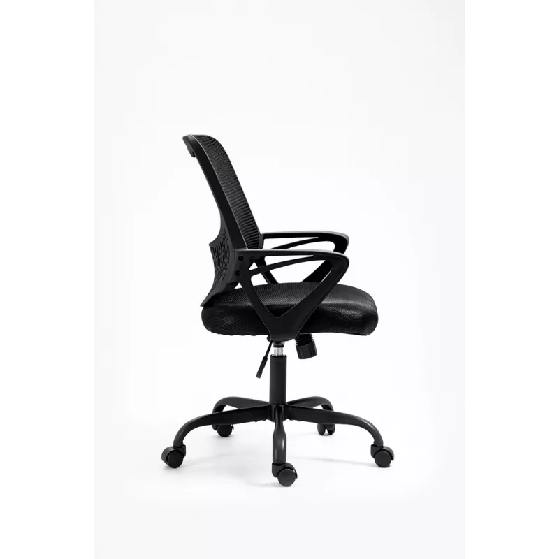 Biroja krēsls ActiveJet YK507 melns — pagriežams ergonomisks darba krēsls, audums/PU, regulējams augstums