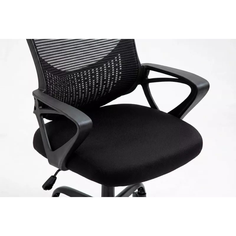 Biroja krēsls ActiveJet YK507 melns — pagriežams ergonomisks darba krēsls, audums/PU, regulējams augstums