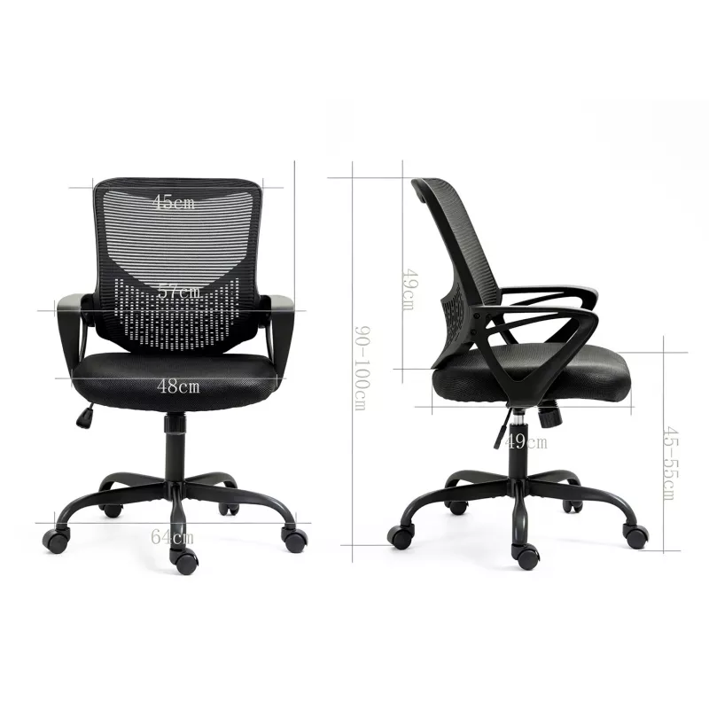 Biroja krēsls ActiveJet YK507 melns — pagriežams ergonomisks darba krēsls, audums/PU, regulējams augstums