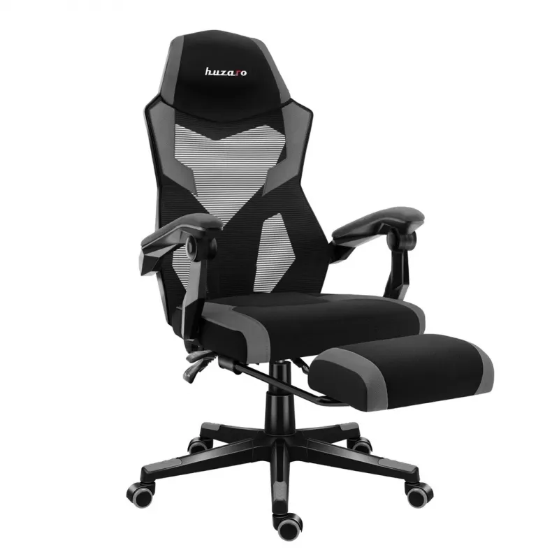 Spēļu krēsls huzaro Combat 3.1 pelēka — ergonomisks, regulējams sēdeklis spēlētājiem