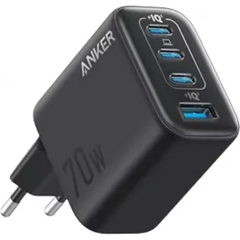 Anker Zolo Charger 70W lādētājs 4-portu 3x USB-C 1x USB-A GaN melns