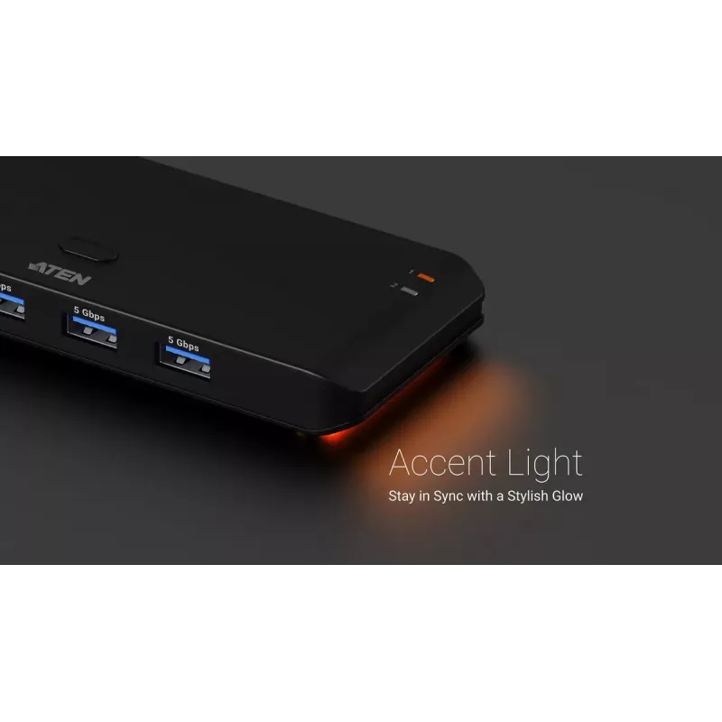 USB 3.2 Gen1 2x4 koplietošanas slēdzis ATEN US5324 ar resursdatora A + C un 4 ierīču pieslēgvietām
