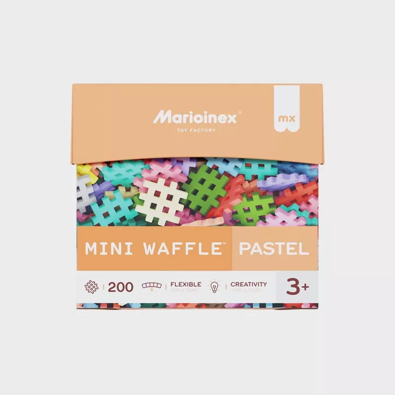 Marioinex Mini Waffle celtniecības bloki 200 gab. pasteļtoņi — būvniecības komplekts bērniem