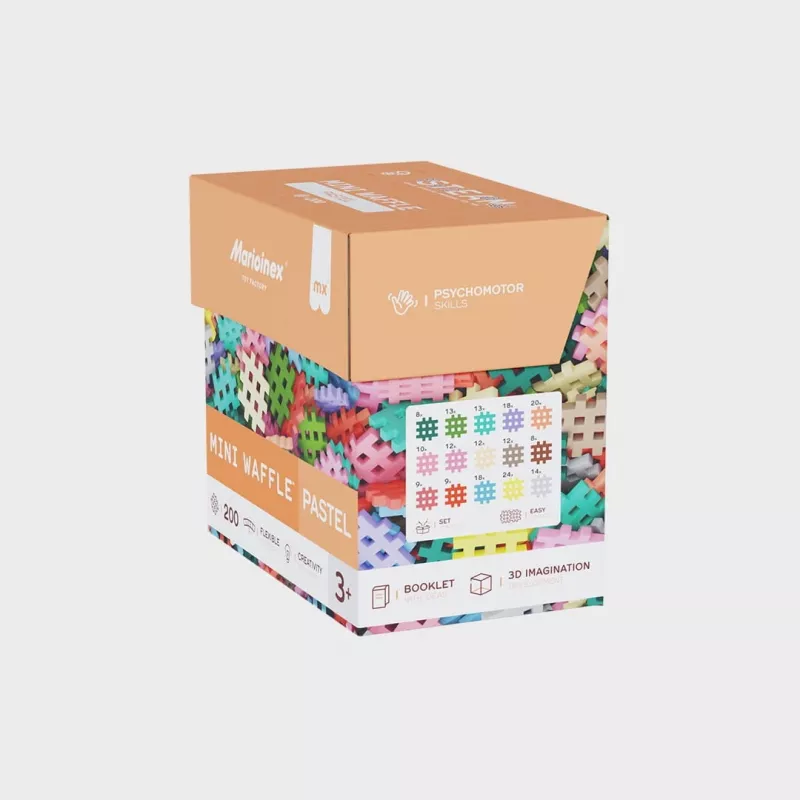 Marioinex Mini Waffle celtniecības bloki 200 gab. pasteļtoņi — būvniecības komplekts bērniem