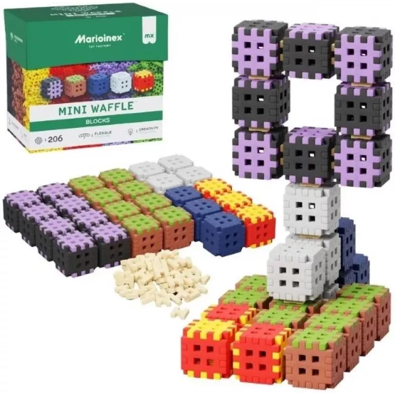 Būvbloki Marioinex Mini Waffle 206 gabali — bērnu konstruktoru komplekts