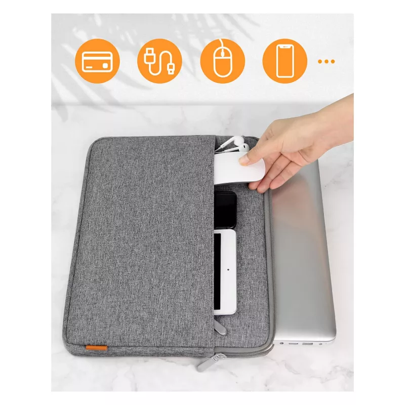 Portatīvā datora futrālis Inateck LB01005 35,6 cm (14 collu) klēpjdatoriem, pelēks, vienkrāsaina virsma