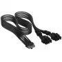 Corsair premium klases pīts 12V-2x6 uz 2x 6+2-Pin-PCIe kabelis, universāls - melns