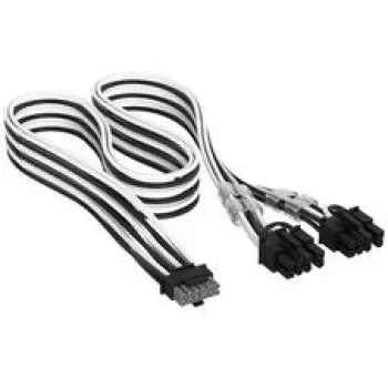Corsair premium klases pīts 12V-2x6 to 2x 6+2-Pin-PCIe kabelis, Universal - Melns/Balts