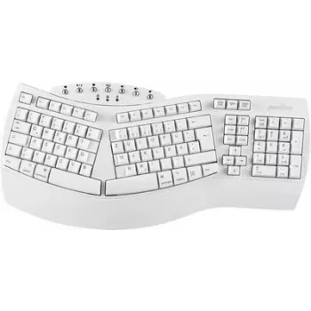 Perixx 11615 tastatūra RF bezvadu + Bluetooth QWERTY franču - vācu - spāņu - UK angļu - US angļu balta (PERIBOARD-612W DE)