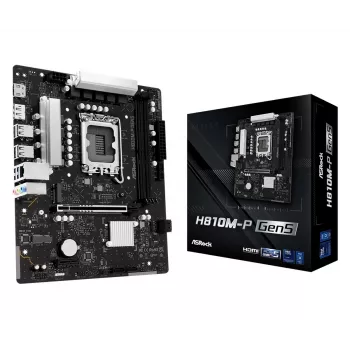 Mātesplate ASROCK H810M-P GEN5 — H810 mikroshēmojums, LGA 1700, mATX, DDR5 atbalsts