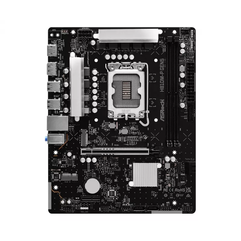 Mātesplate ASROCK H810M-P GEN5 — H810 mikroshēmojums, LGA 1700, mATX, DDR5 atbalsts