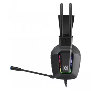 Vadu USB spēļu austiņas DEFENDER GOTHIC RGB ar mikrofonu, melnas