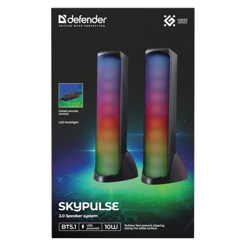 Galda skaļruņi DEFENDER SKYPULSE 2.0, Bluetooth, USB, 10W, RGB apgaismojums