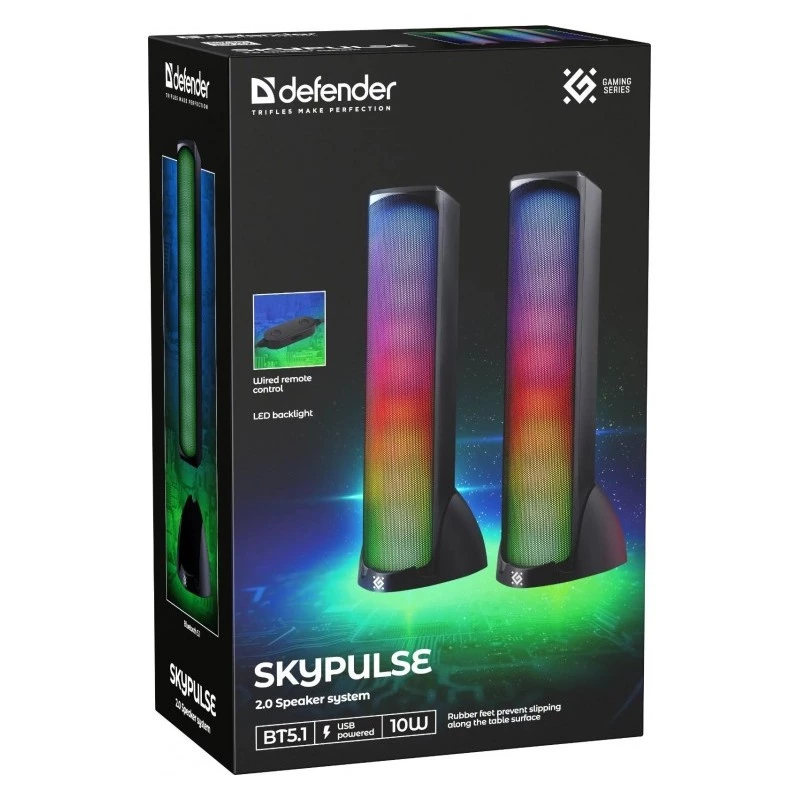 Galda skaļruņi DEFENDER SKYPULSE 2.0, Bluetooth, USB, 10W, RGB apgaismojums