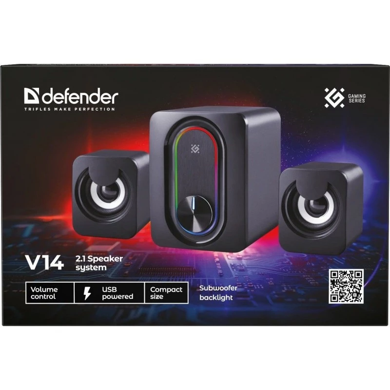 DEFENDER 2.1 datora skaļruņi G14 — 11 W, USB barošana, Bluetooth, RGB LED