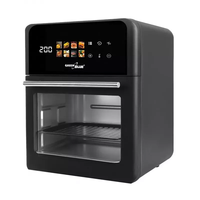 Gaisa cepeškrāsns GreenBlue GB950 1800W, 10 L tilpums, 8 programmas, skāriena panelis, taimeris, melna