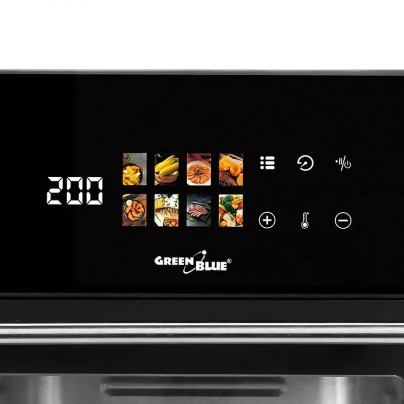 Gaisa cepeškrāsns GreenBlue GB950 1800W, 10 L tilpums, 8 programmas, skāriena panelis, taimeris, melna