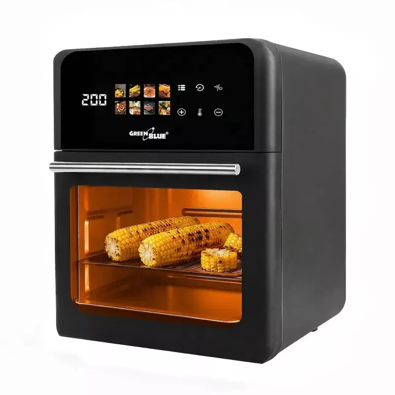 Gaisa cepeškrāsns GreenBlue GB950 1800W, 10 L tilpums, 8 programmas, skāriena panelis, taimeris, melna