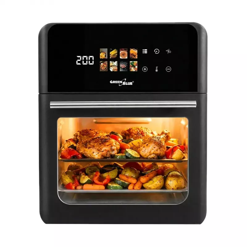 Gaisa cepeškrāsns GreenBlue GB950 1800W, 10 L tilpums, 8 programmas, skāriena panelis, taimeris, melna
