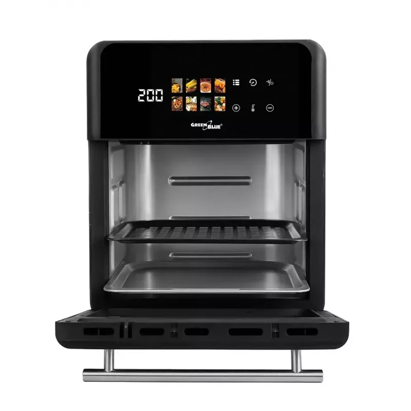 Gaisa cepeškrāsns GreenBlue GB950 1800W, 10 L tilpums, 8 programmas, skāriena panelis, taimeris, melna