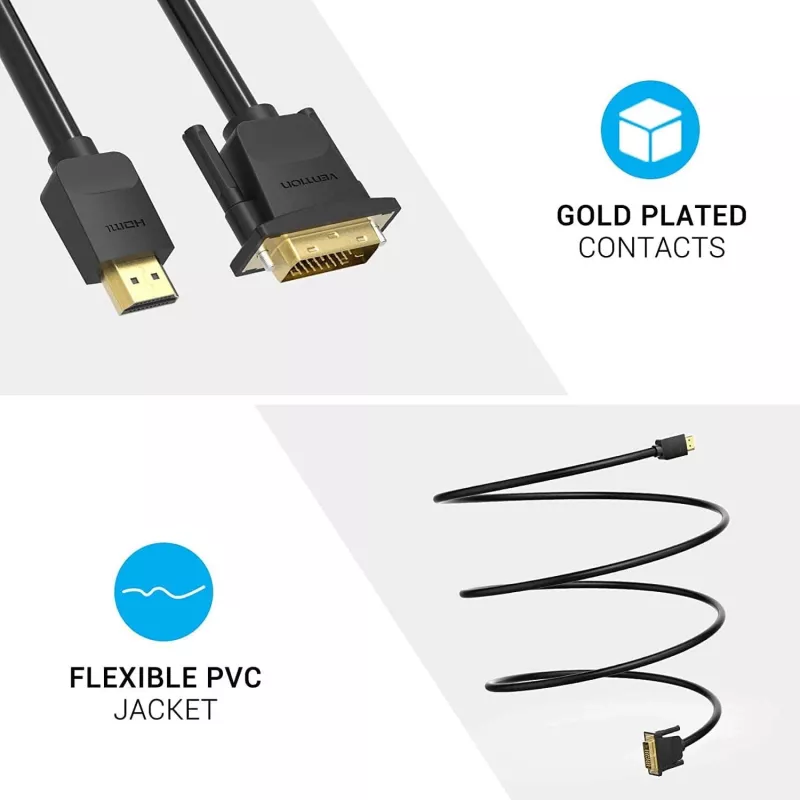 Kabelis HDMI uz DVI 5M/Melns Abfbj Vention