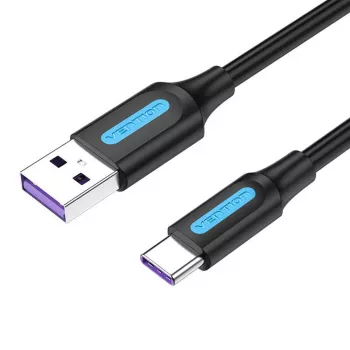 USB 2.0 A līdz USB-C kabelis Vention CORBF 5A 1m melns PVC