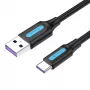 USB 2.0 A līdz USB-C kabelis Vention CORBF 5A 1m melns PVC