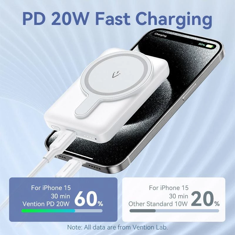 Ārējais akumulators Wrl 5000MAH 20W/MAGNĒTISKS Melns FHSB0 Vention