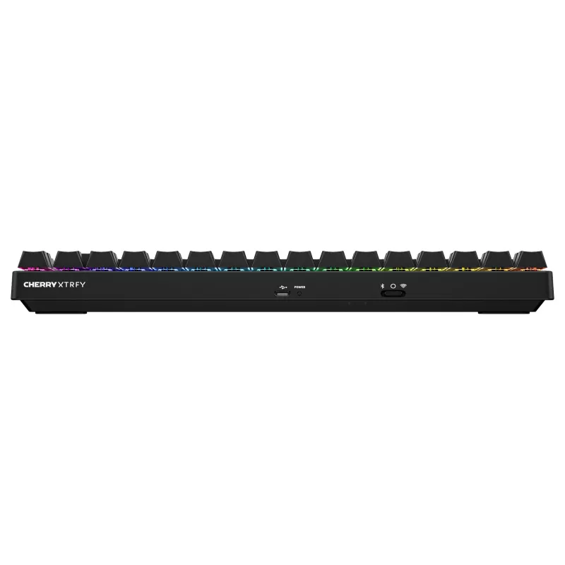 Bezvadu spēļu tastatūra Cherry XTRFY K33 Compact 75% QWERTZ vācu USB + RF + Bluetooth RGB melna
