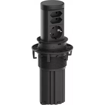 Strāvas sadalītājs Bachmann ELEVATOR2 BM0020498 ar 1x CEE7/3 un 2x Euro kontaktligzdām, RAL9005, 2,0 m kabelis