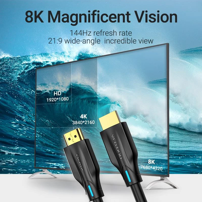 HDMI kabelis 8K/3M Melns Aanbi Vention