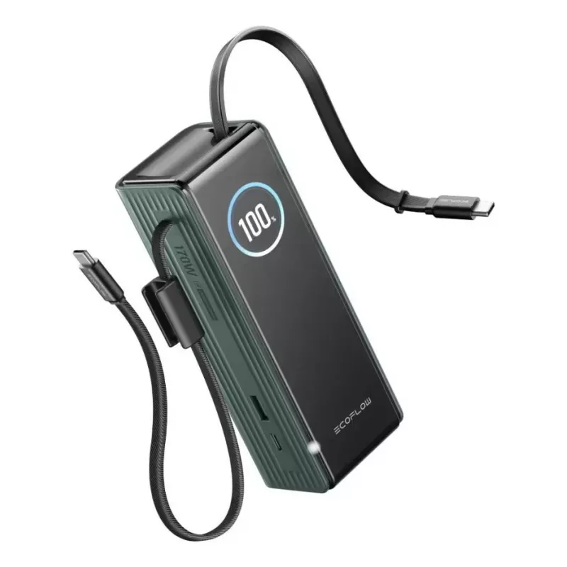 Ārējais akumulators EcoFlow RAPID 25000 mAh Zaļš — 170 W kopējā jauda, 2× USB-C, 1× USB-A