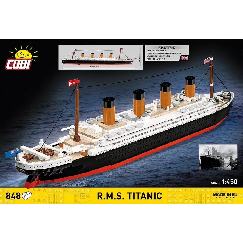 Konstruktoru komplekts Cobi R.M.S. Titanic modelis, 848 detaļas, kolekcionējams kug̓a modelis