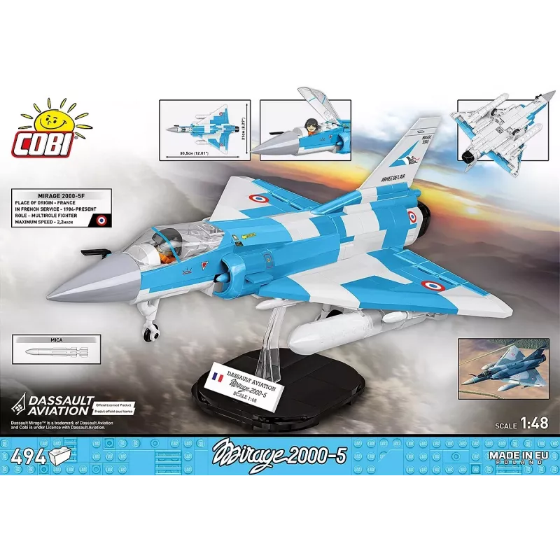 Cobi Mirage 2000-5F ķieģeļu modeļa komplekts, Bruņoto spēku sērija, 495 detaļas, mērogs 1:48