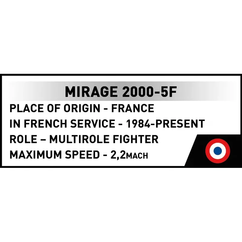 Cobi Mirage 2000-5F ķieģeļu modeļa komplekts, Bruņoto spēku sērija, 495 detaļas, mērogs 1:48